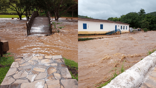 Cidade de Goiás emite sinal de alerta após temporal fazer Rio Vermelho transbordar Rio Vermelho transbordar