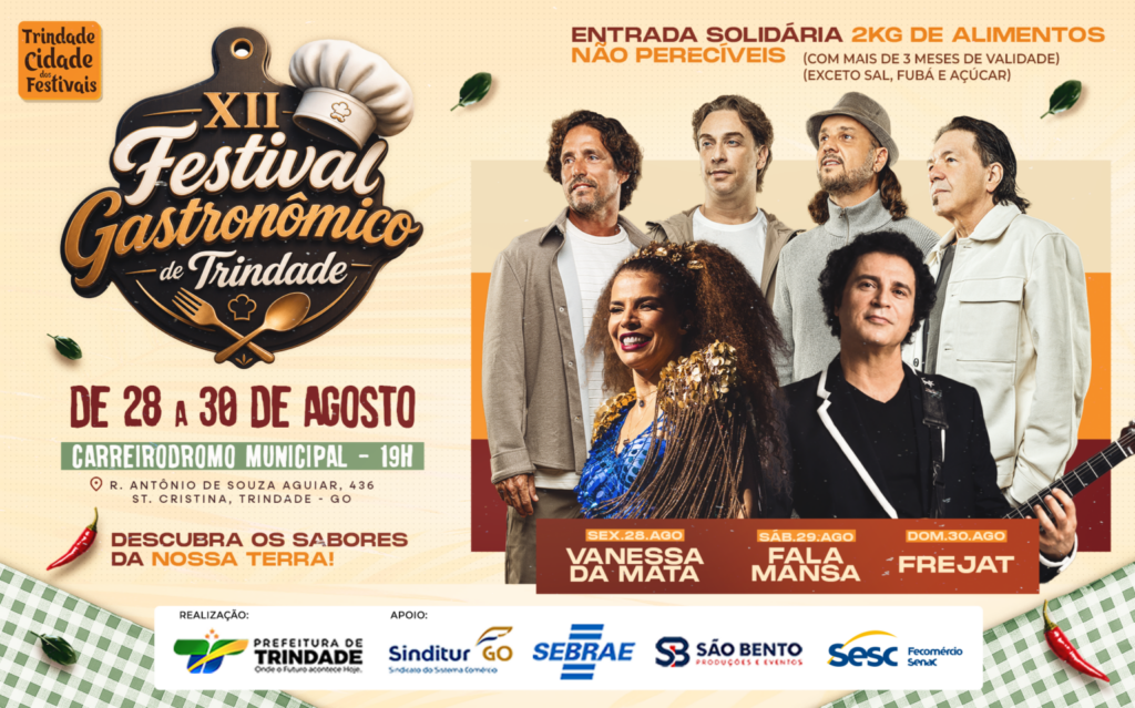 Trindade confirma grandes shows para o XII Festival Gastronômico e reforça vocação como a cidade dos grandes eventos
